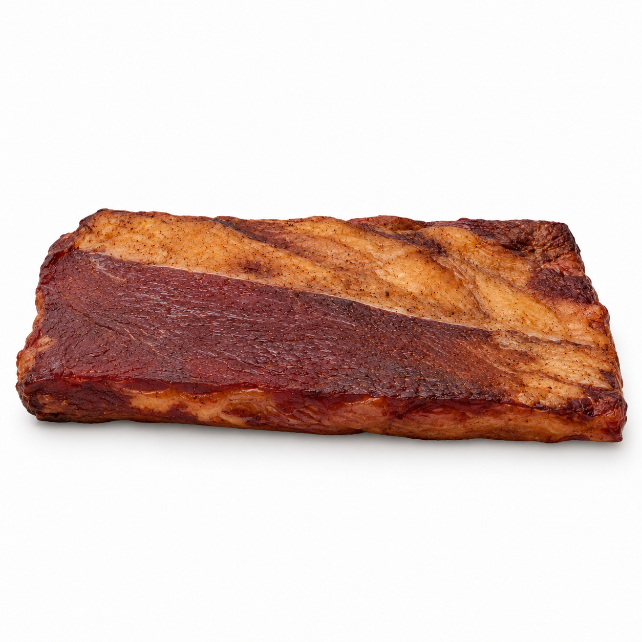 Australian smoked beef brisket without packaging, opposite side view