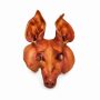 Whole smoked pork head on a white background